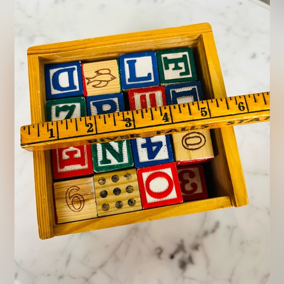 Vintage Wooden Alphabet & Number Blocks (47-Piece Set) - Picture 4 of 14